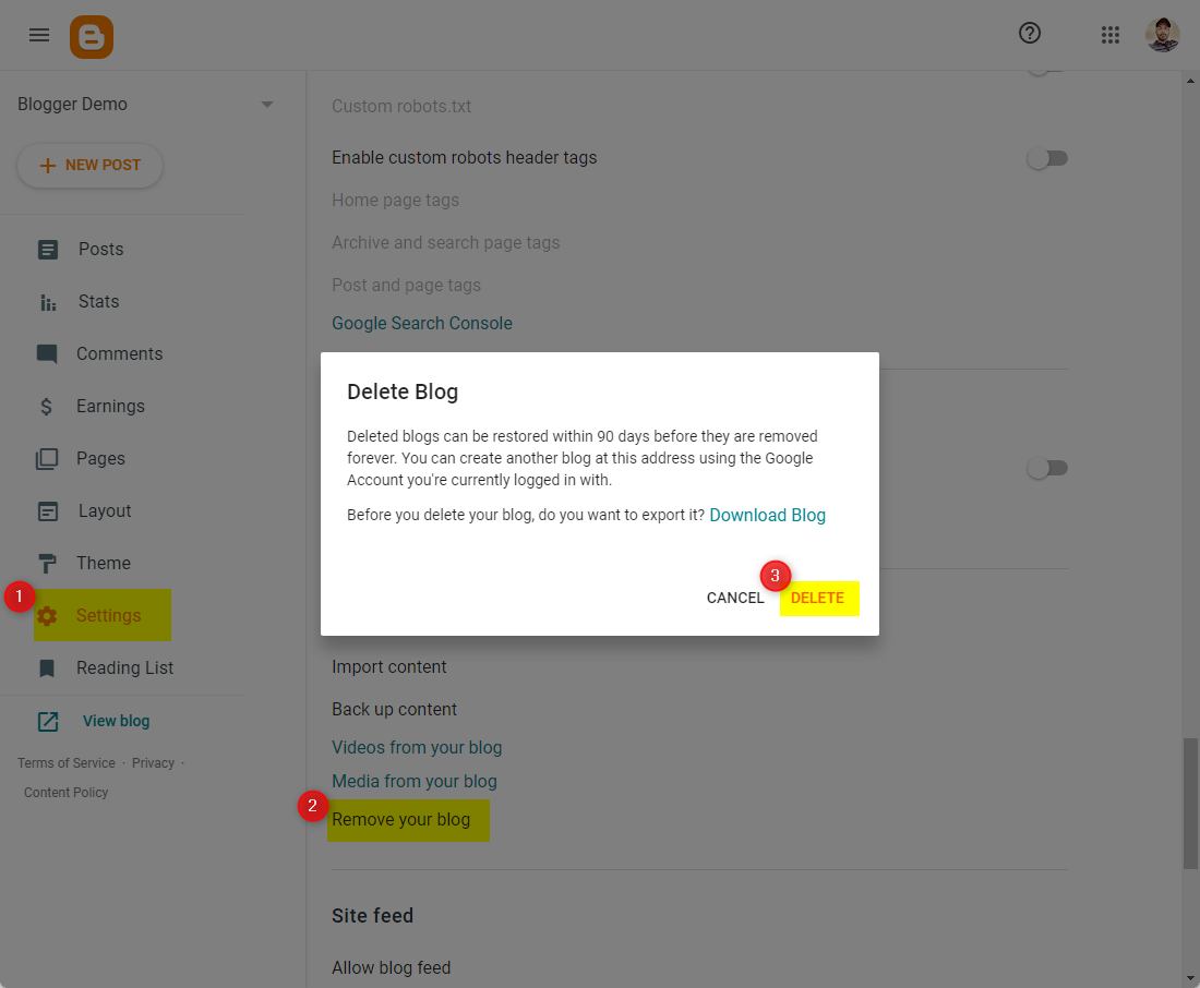 How To Delete Your Blogger Blog