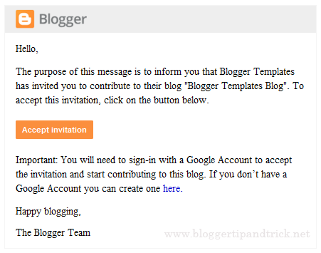 Blogger Invitation Email