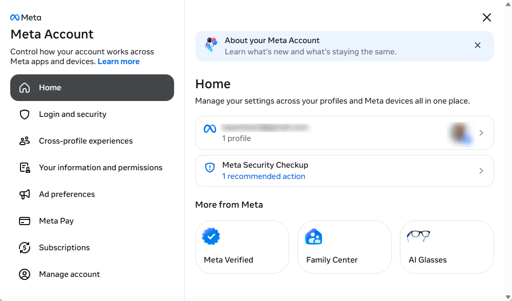 Facebook Account Center