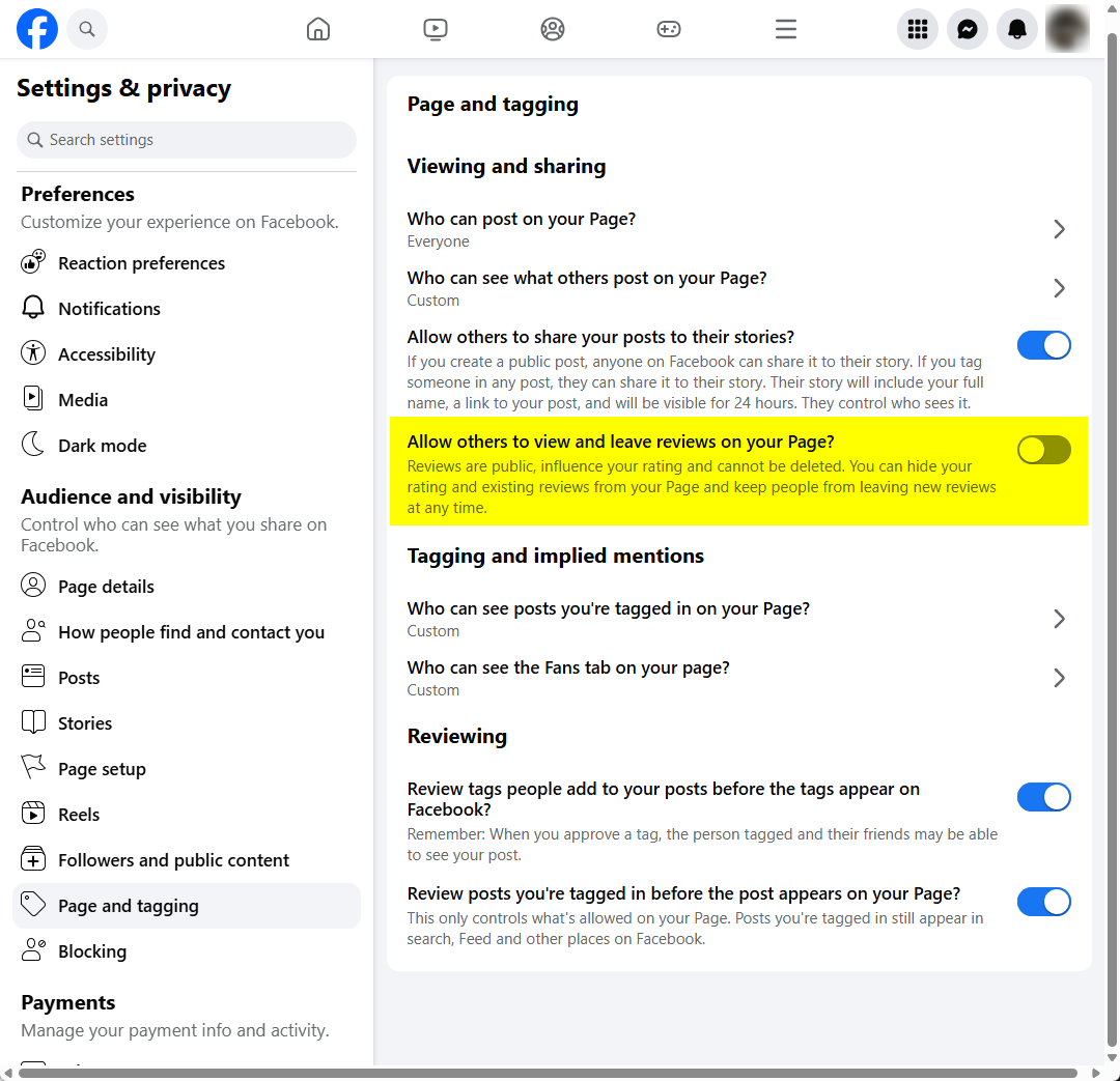 How to Turn Facebook Page Reviews On or Off